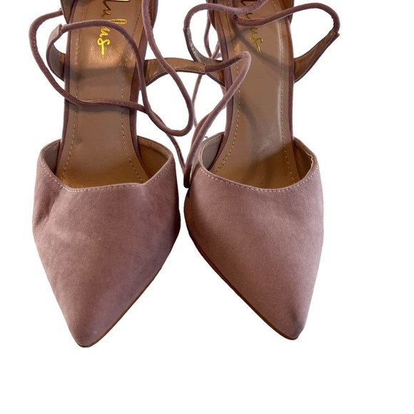 Lulu's women's size 8 1/2 pink stilleto heels w ankle ties night out formal 76 - Picture 12 of 13